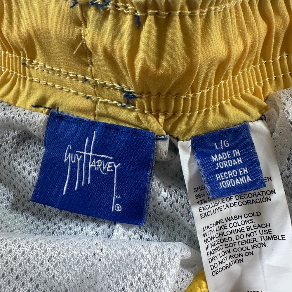 Guy Harvey Mens Blue Shark Print Performance Board Shorts Swim Trunks Large NWT - Picture 2 of 8